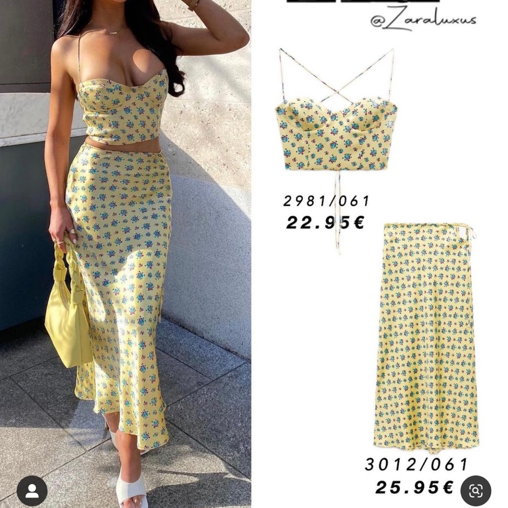 Zara floral satin crop